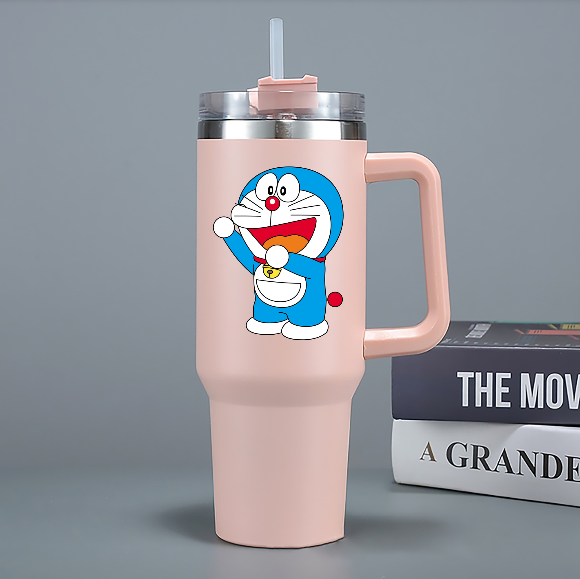 （画像用） ドラえもん Doraemon 1200mL車用タンブラー - クリスタルステッカー（プラスチックストロー付き）